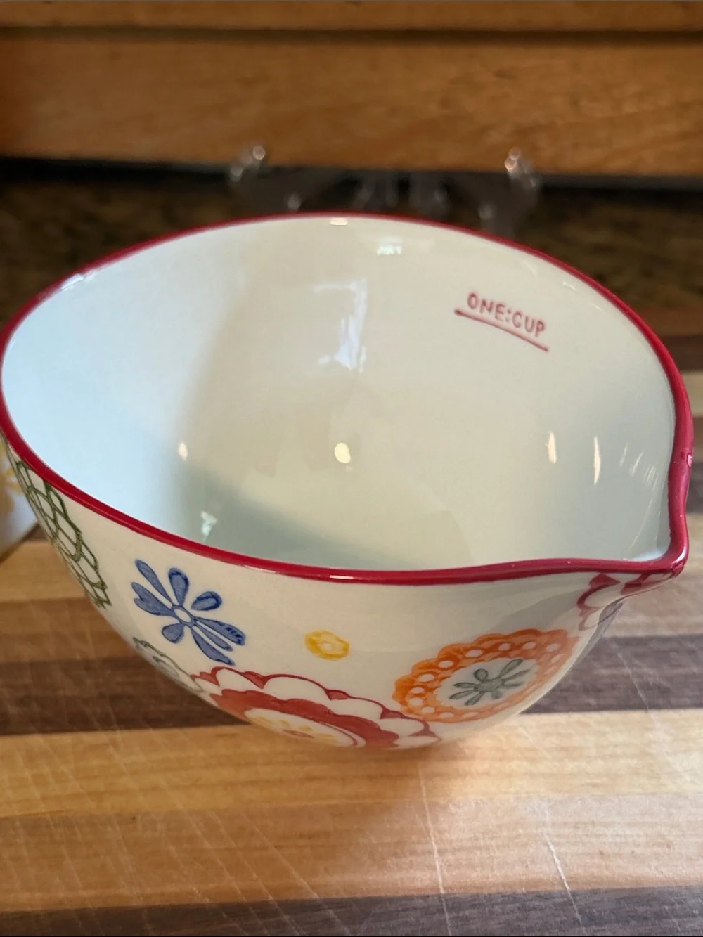 Pier 1 Multicolor Floral Ceramic Nesting Measuring Cups